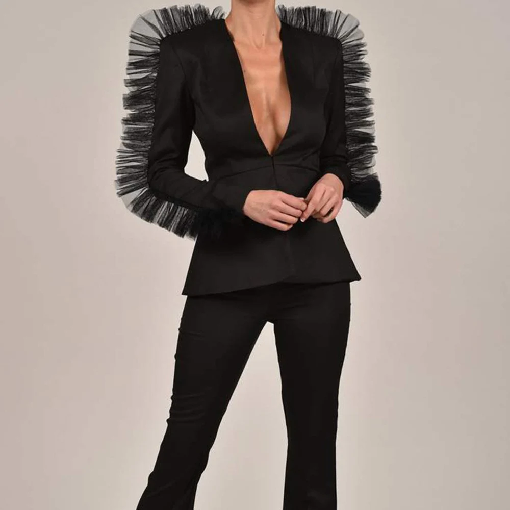 Сексуальный Женский блейзер и шорты набор с глубоким v-образным вырезом сеткой