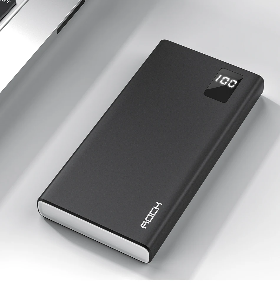 ROCK power Bank для xiaomi mi iPhone mi ni Digital Pover Bank 10000 мАч тонкий внешний аккумулятор Внешняя батарея повербанк Быстрая зарядка