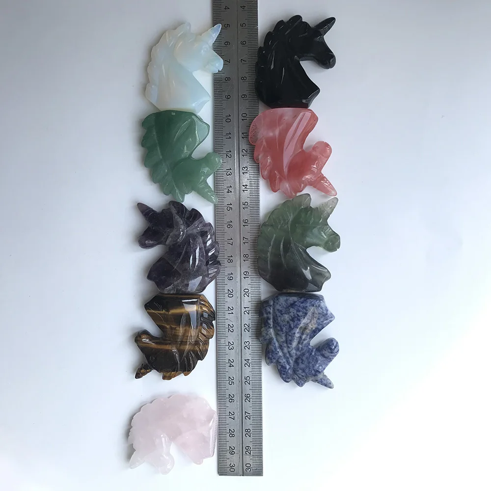 Высококачественный натуральный камень 2 5 дюйма аметист в форме единорога ручная