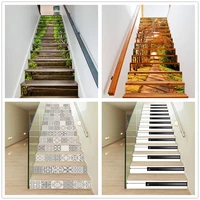 13pcs self adhesive pvc staircase decoration stickers 3d landscape wallpaper home decor stair decal waterproof diy stairs murals