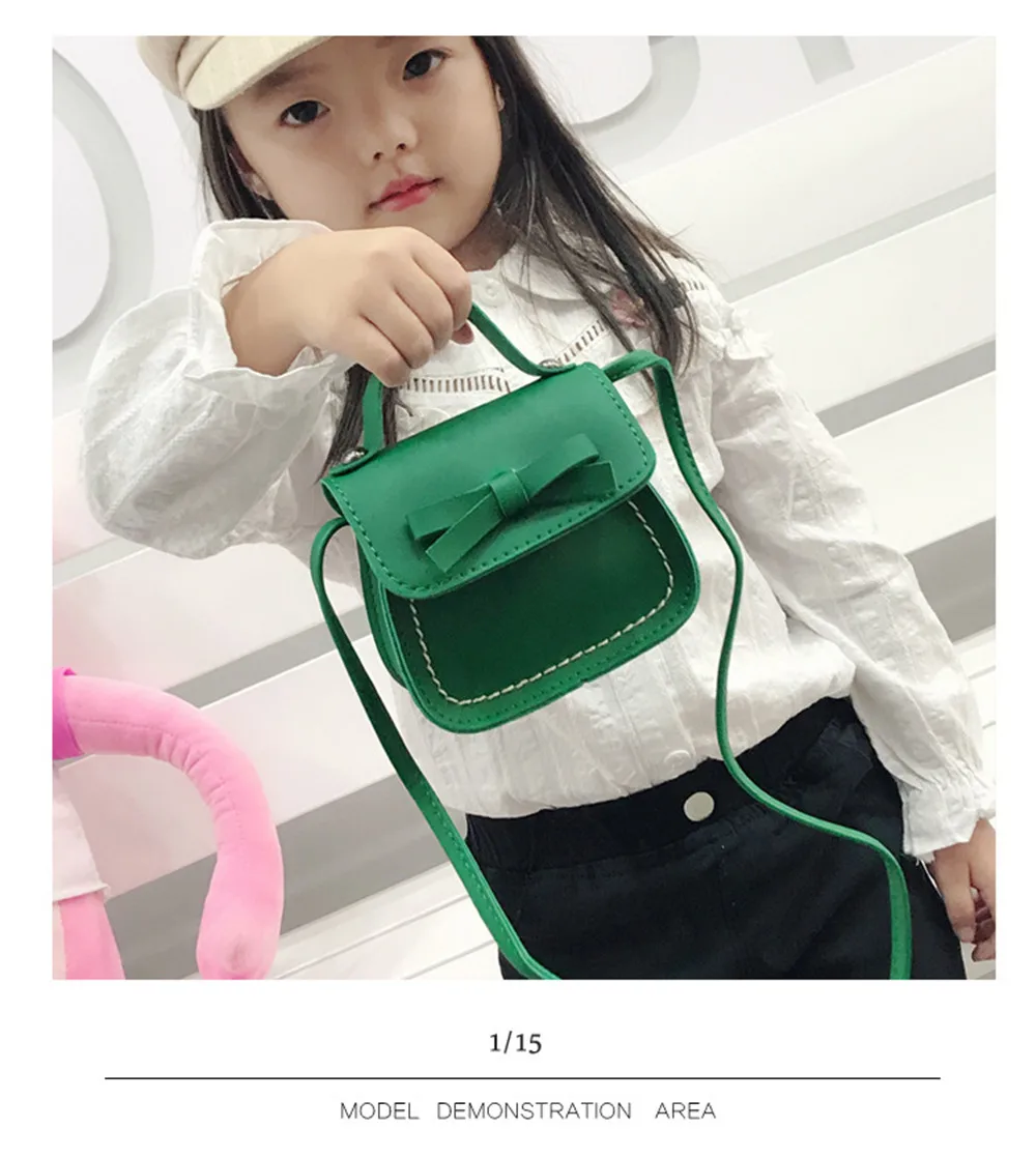 Сумка-мессенджер для девочек милый однотонный саквояж с бантом Детская сумочка