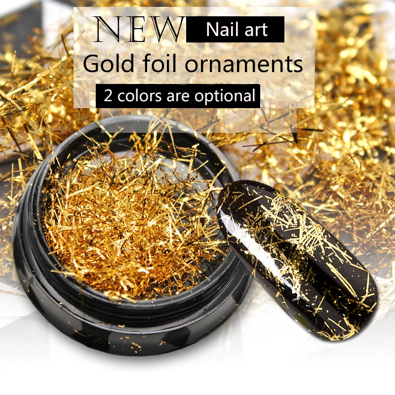 Модные золотистые и Серебристые Платиновые фотообои для дизайна ногтей 2 цветов