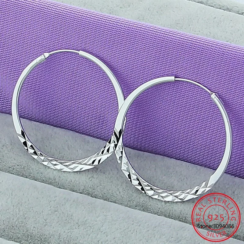 

High Quality Hoop Earrings 925 Sterling Silver 5.0cm Circle Earrings Fashion Jewelry Wholesale Factory Direct Sales
