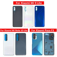 10Pcs Original Rear Back Case For Xiaomi Mi 9 Lite Poco F3 Note 10 Lite Battery Door Housing Back Glass Cover with camera lens