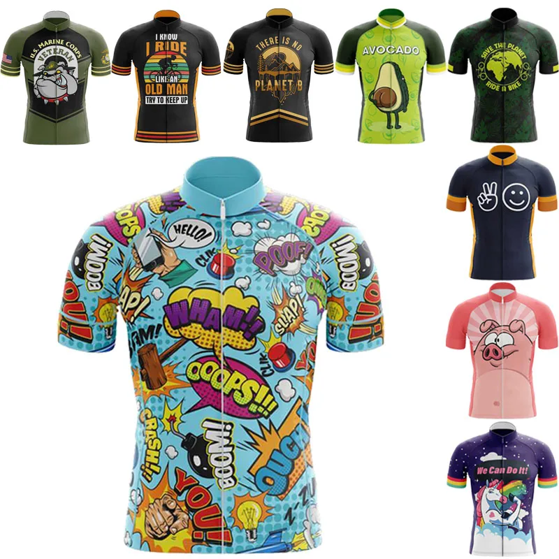 

cartoons cycling clothes 2021 summer men funny bicycle shirt cycle short sleeve mtb jersey road bike clothing maillot velo homme