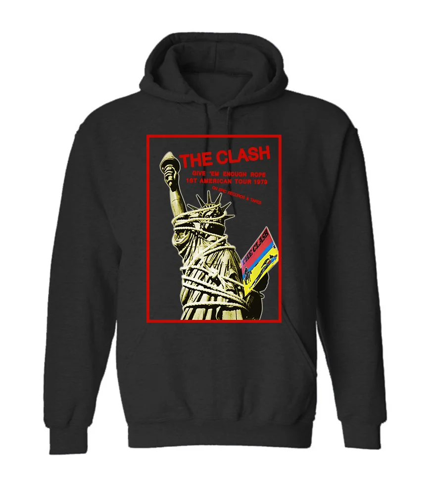Мужская Черная Толстовка CLASH USA GIVE EM ENOUGH ROPE TOUR STRUMMER PUNK 1977 S-5XL |