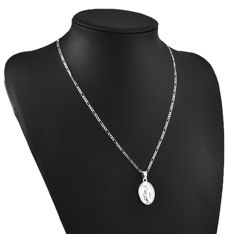 Silver Религия Иисус, Дева Мария, цепочка, ожерелье для женщин, женские Ретро ювелирные изделия, подарок, кулоны, ожерелье, модные женские христианские подарки - Окраска металла: Silver