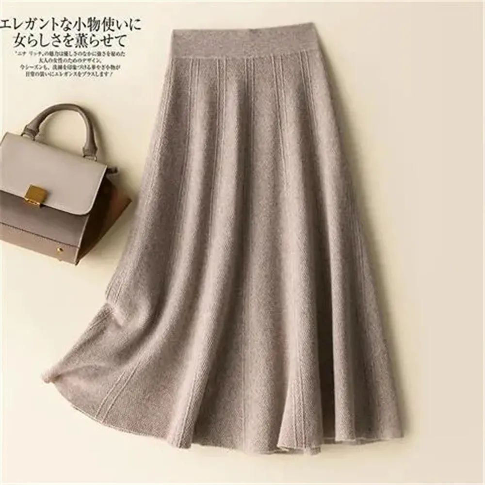 Винтажная коричневая вязаная длинная юбка 2021 Осень-зима Женская Повседневная