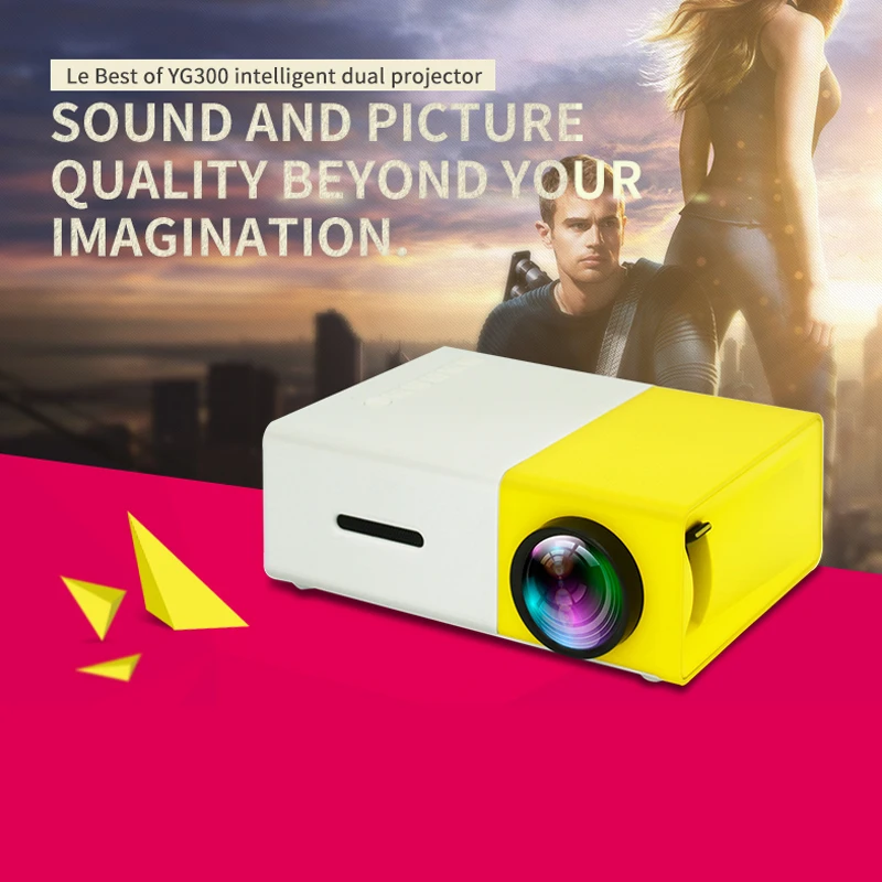 

YG300 LED Mini Projector 480x272 Pixels Supports 1080P HDMI USB Audio Portable Home Media Video Player