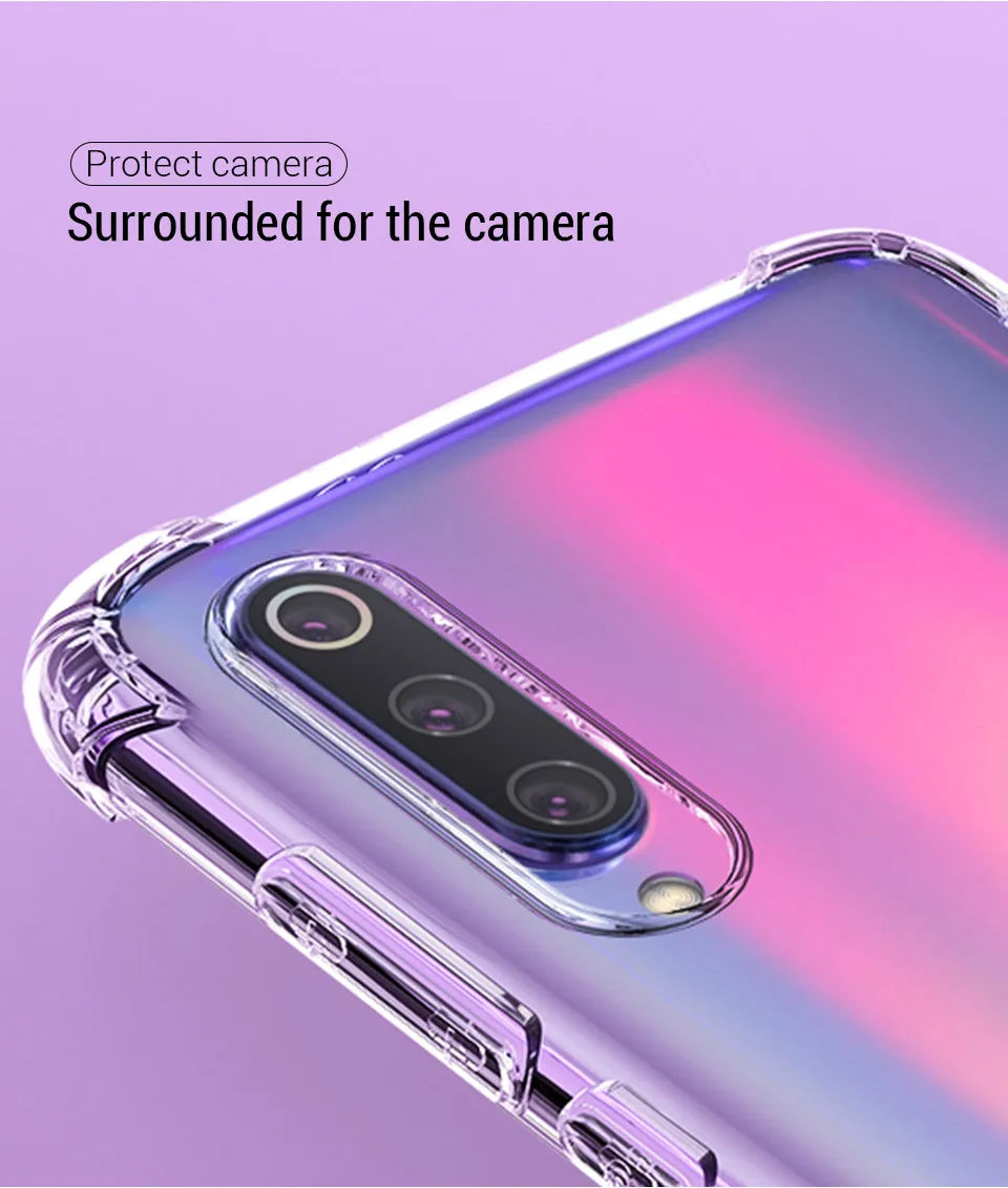 50 штук с предохранительными подушками противоударный чехол для Xiaomi Mi 9T Pro CC9 CC9e 8SE 8 Lite A2 A1 играть F1 прозрачный чехол мягкий прозрачный чехол из материала tpu