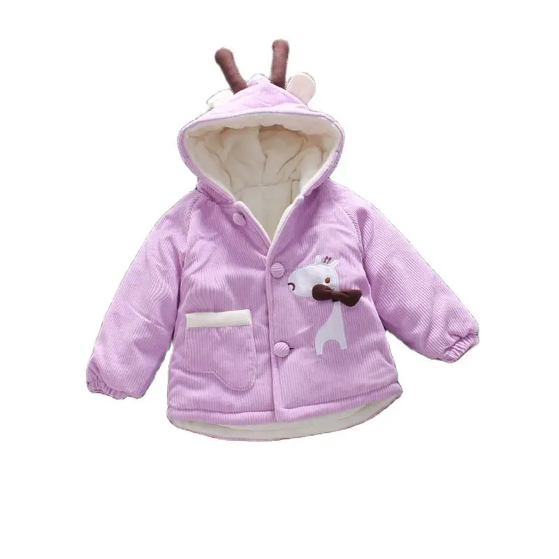 

Toddler Girl Outerwear Winter Baby Girl Cartoon Fawn Jacket Thicken Children's Coat 1-5 Year Kids Hooded Jackets Girl Clothing