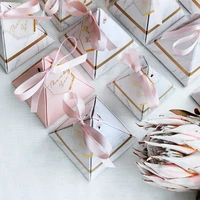 new triangular pyramid marble candy box wedding favors and gifts boxes chocolate box bomboniera giveaways boxes party supplies