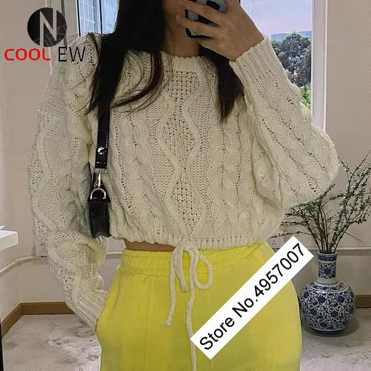 

Ladies Twist Cable Knitting Sweater Jumper - Women 2021 Fall/Winter/Spring 2021 Knit Pullover Top