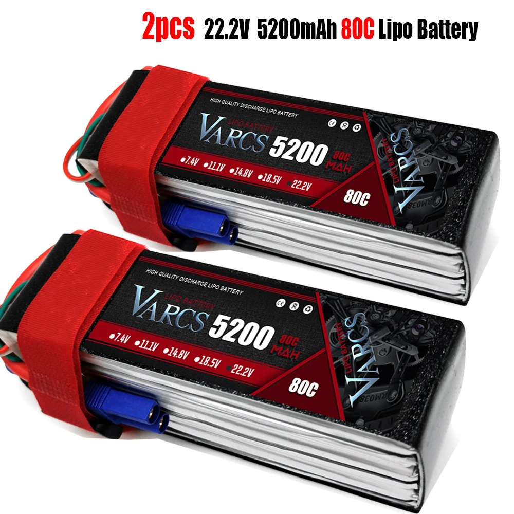 

2 шт. VARCS Lipo батареи 2S 7,4 В 11,1 В 14,8 в 22,2 в 5200 мАч 80C/160C для радиоуправляемого автомобиля внедорожника Багги грузовика лодки salash дрона запчасти