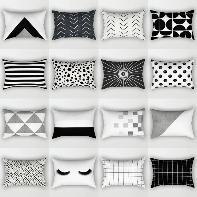 30x50cm Pillow Case Bohemian Geometric Black&White Polyester Decorative Rectangular Pillows Sleep Throw Cushion Cover