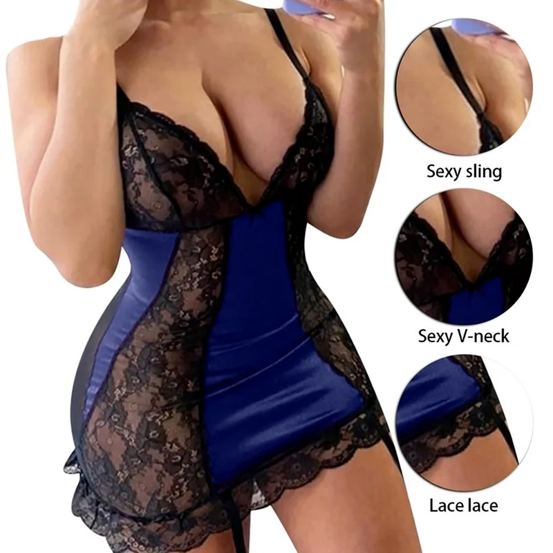 

Women Lingerie Sleeveless Babydoll Dress Nightdress Sexy Costume Lace Short Dresses Plus Size Lenceria Erotica Mujer Sexi