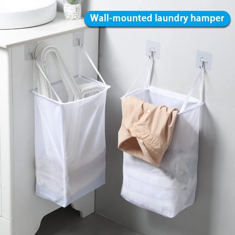 

Wall-mounted Waterproof Storage Cloth Mesh Bag Household Dirty Laundry Basket Clothing Storage Bucket Clothes Toys Organizer