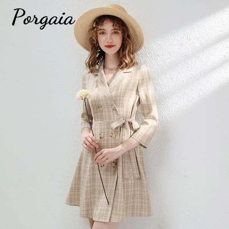 Офисная Леди незаменимое хорошее элегантное двубортное платье трапециевидной