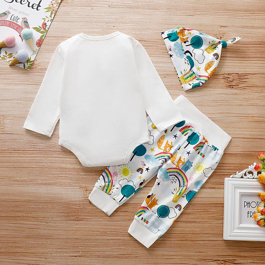 Комплект из 3 предметов Одежда для новорожденных девочек Осенний комбинезон с