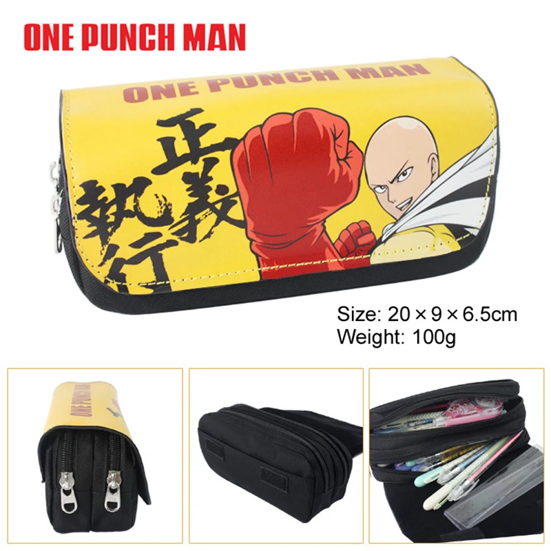 Comic One Punch Man на двойной молнии для карандашей чехол холст пенал сумка студентов