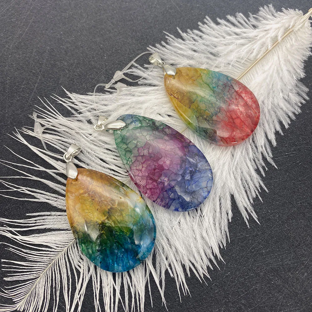 

1pcs Agate Pendant Multicolor Charms DIY Women Necklace Fine Jewelry Making Supplies Accessories Water Drop Shape Natural Stone