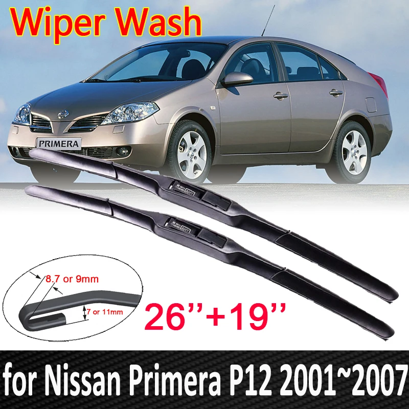 

Car Wiper Blade for Nissan Primera P12 2001 2002 2003 2004 2005 2006 2007 Front Windscreen Windshield Wipers Car Stickers Goods