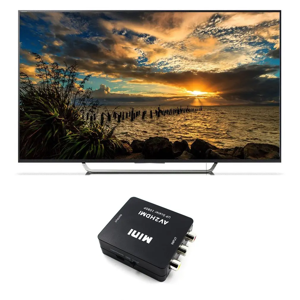 Преобразователь Hd с Av на HDMI совместимый композитный Cvbs 3Rca адаптер