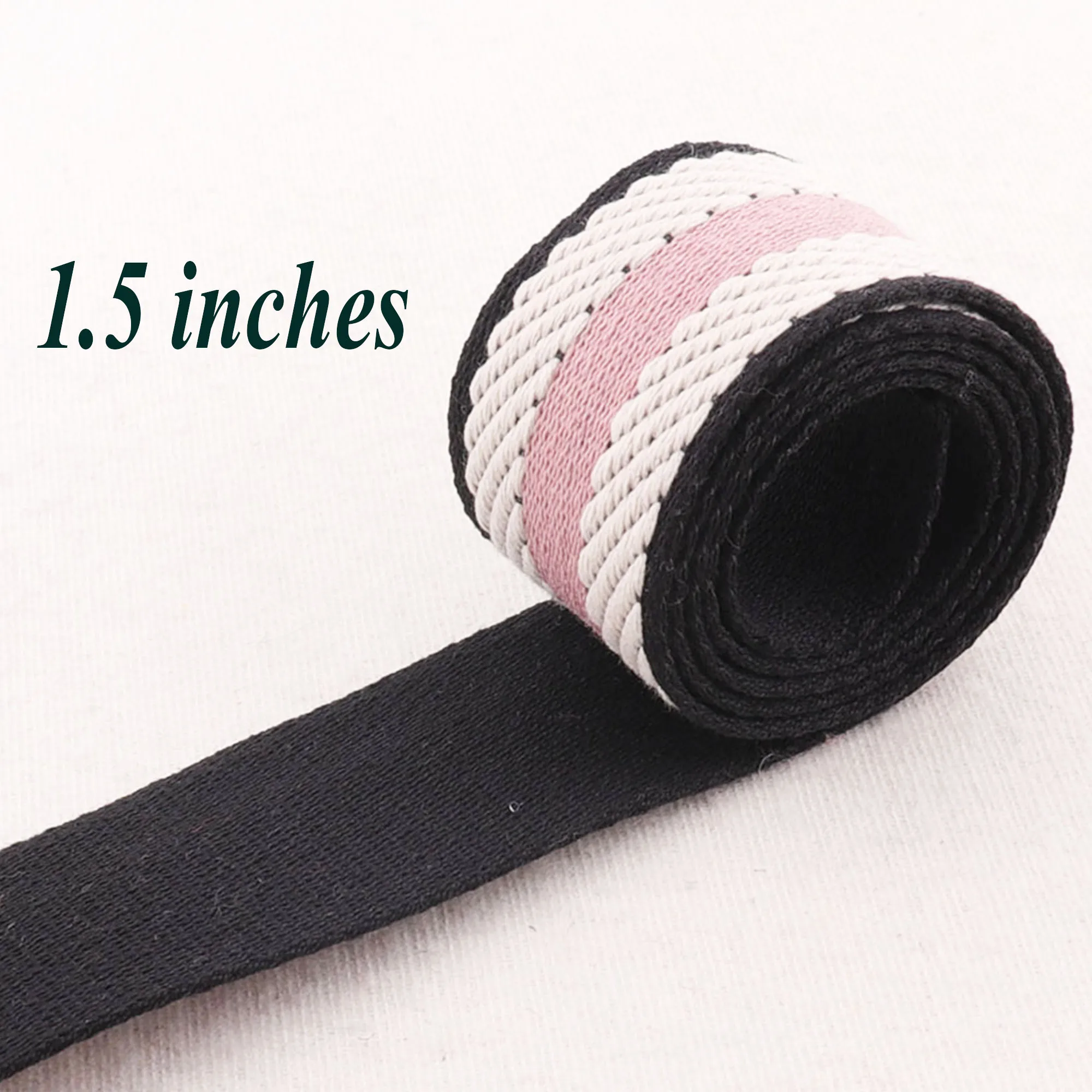 Жаккардовая лента 1/2 дюйма розовая белая полосатая черная саржевая сумка с