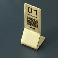 custom printing creative brass restaurant meal number qr code table plate sign stand