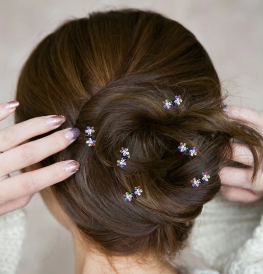 

Hair Accessories 6pcs / Many Girls Sweet Crystal Rhinestone Flowers Mini Hair Claw Clip Hair Clip Summer Personality Sweet Pins