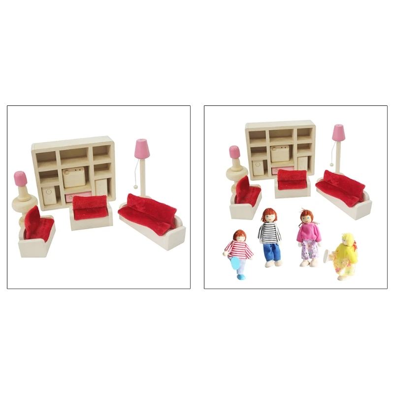 

1 Set Colorful Wooden Doll Miniature House Accessories Furniture Dollhouse Set DXAD