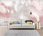 Пользовательские 3D фото обои современные абстрактные розовые перья Искусство Настенная живопись 3d гостиная спальня настенные бумаги домашний декор