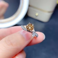 meibapj 1 carat yellow moissanite diamond fashion rings for women 925 sterling silver fine wedding jewelry