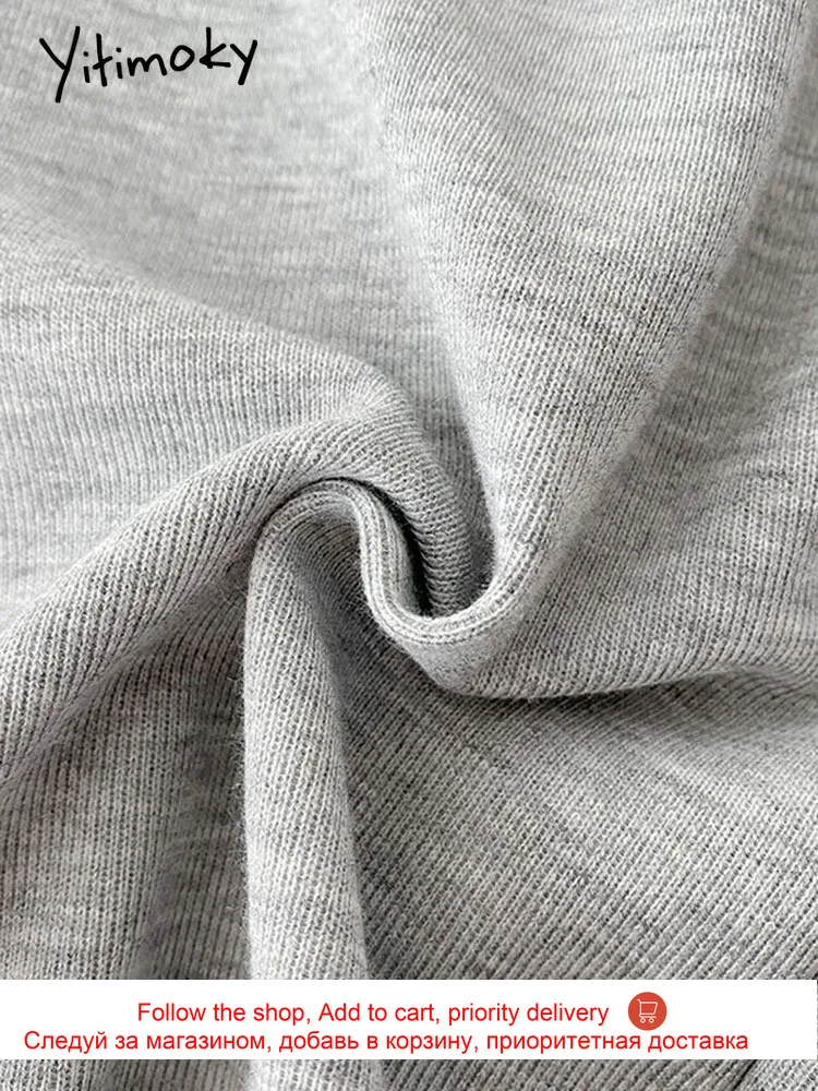 

Yitimoky Pants Women High Waist Harem Pants Gray Elastic Loose Drawstring Sweatpants Bandage Pockets Casual Summer 2021 New