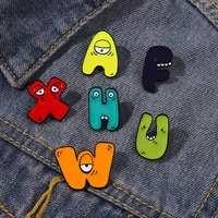 26 letters enamel pins custom cartoon brooch a z funny face brooch pins bag badges accessories cute jewelry badge gift for child