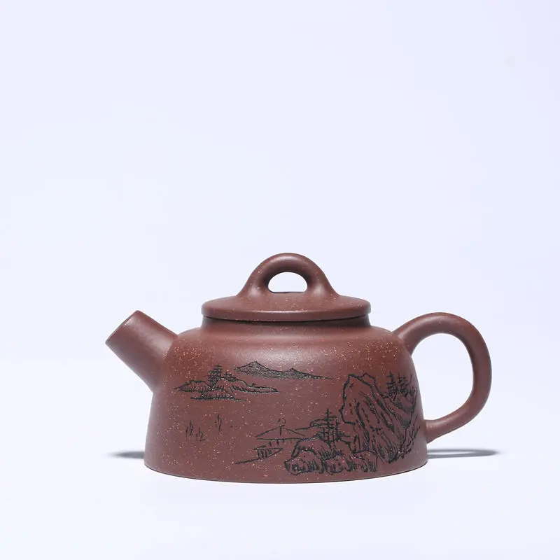 

Place Of Origin Yixing Raw Ore Section Mud Dark-red Enameled Pottery Teapot Manual Engraving Cannon Kungfu Online Teapot