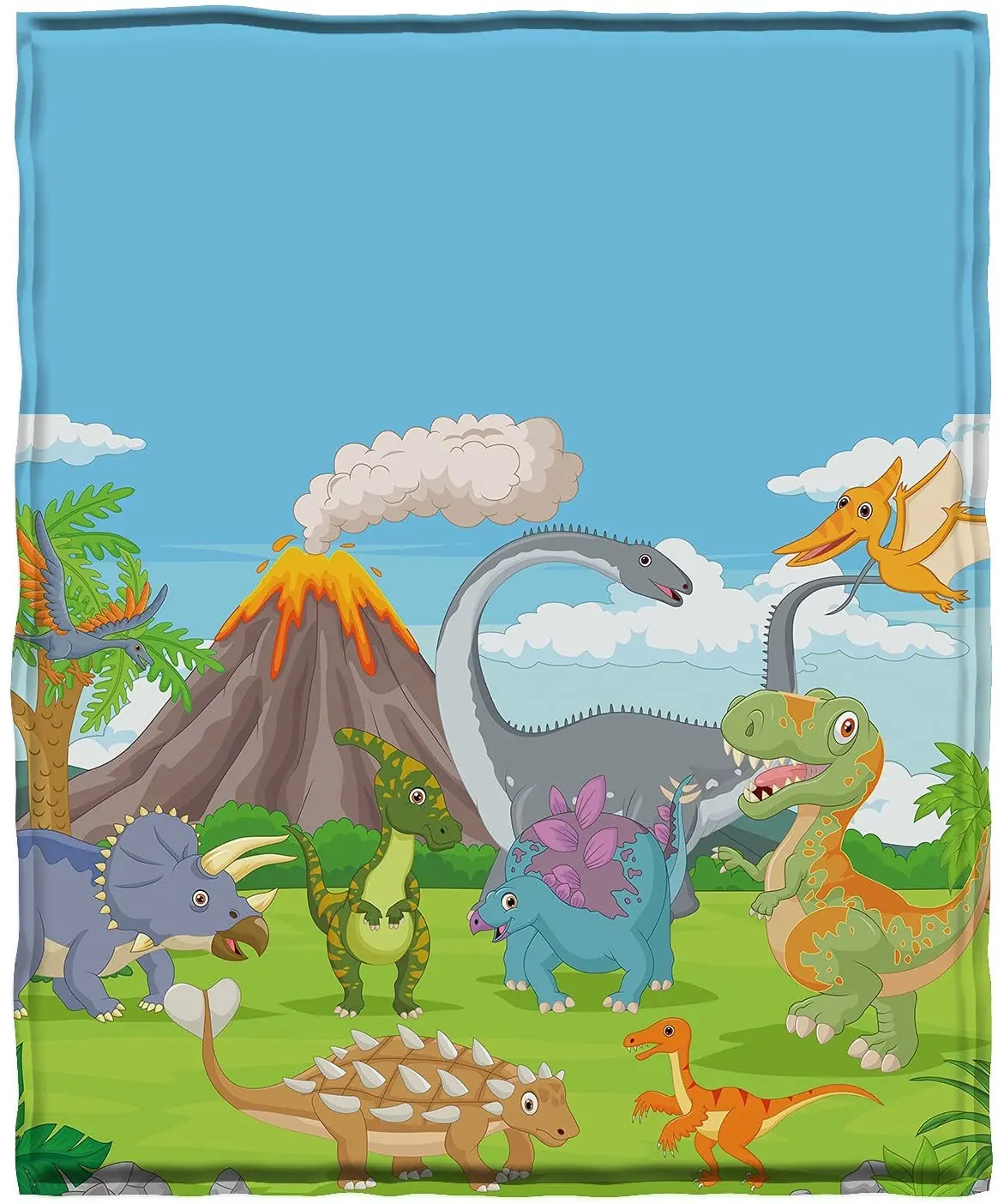 

Cute Cartoons Dinosaur Blanket for Boys, KYKU Color Jurassic Lovey Animal Throw Blanket for Kids Girls Fleece Home