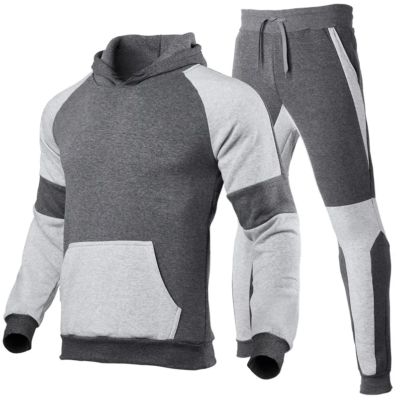 

2021 New Style 2 Piece Sportsuit Men's Hooded Sweatshirt + Jogging Pants Pullover Sportsuit Casual Street Suit