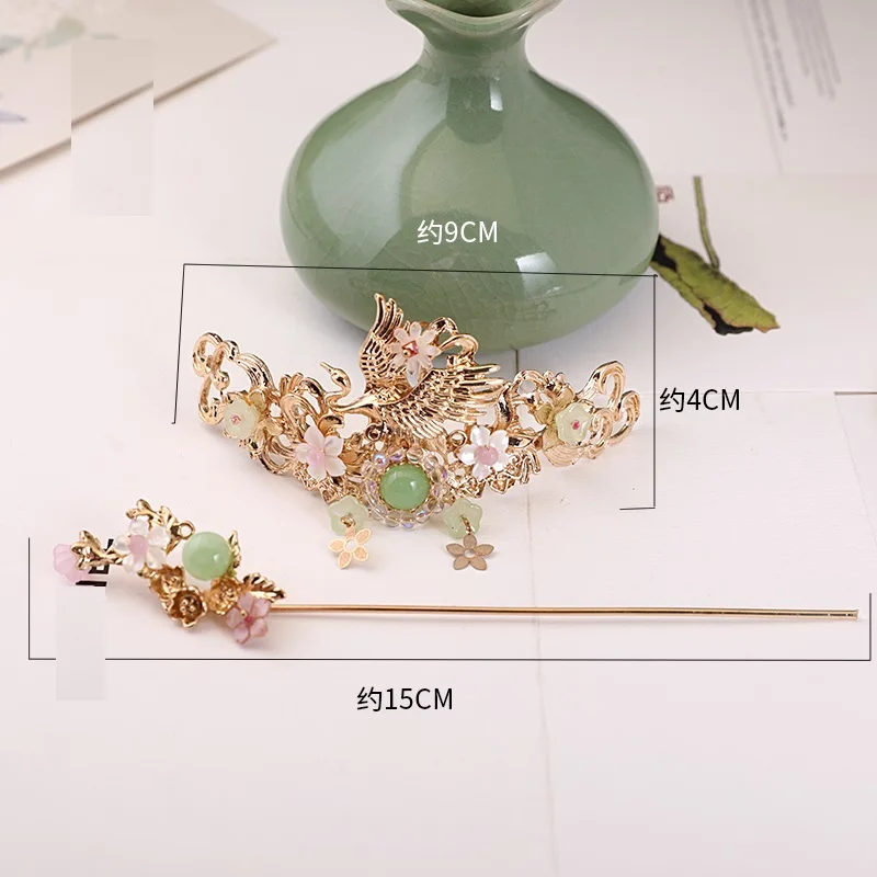 Китайская Винтажная заколка для волос с золотым Фениксом ручной работы шпильки