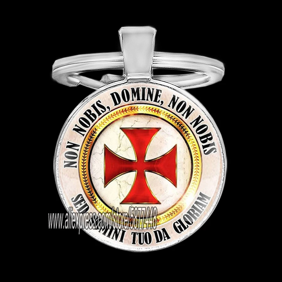Vintage Infidel Nation Proud Enemy of Islam Knight Templar Key Chain Man Classic Key Ring with Glass Cabochon image 6