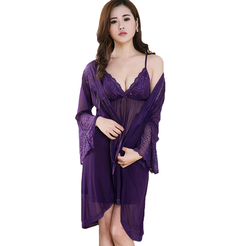 Высокого класса с вышивкой женская ночная сорочка костюм пикантная обувь на