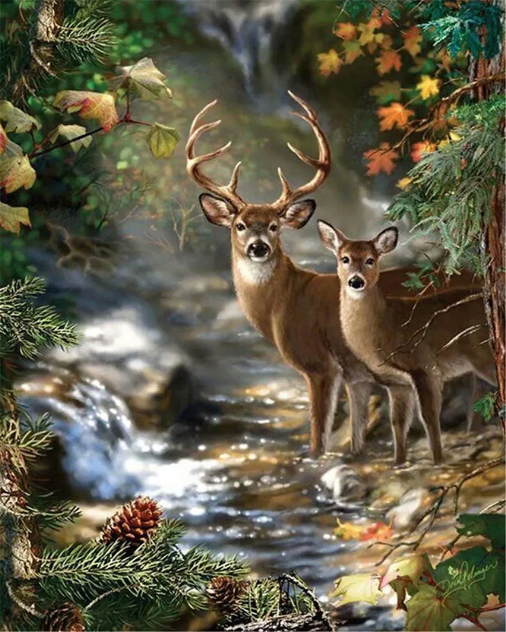 

Animal Deer DIY 5D Diamond Painting Full Round Resin Mosaic Landscape Diamond Embroidery Rhinestone Handmade Craft Home Decor