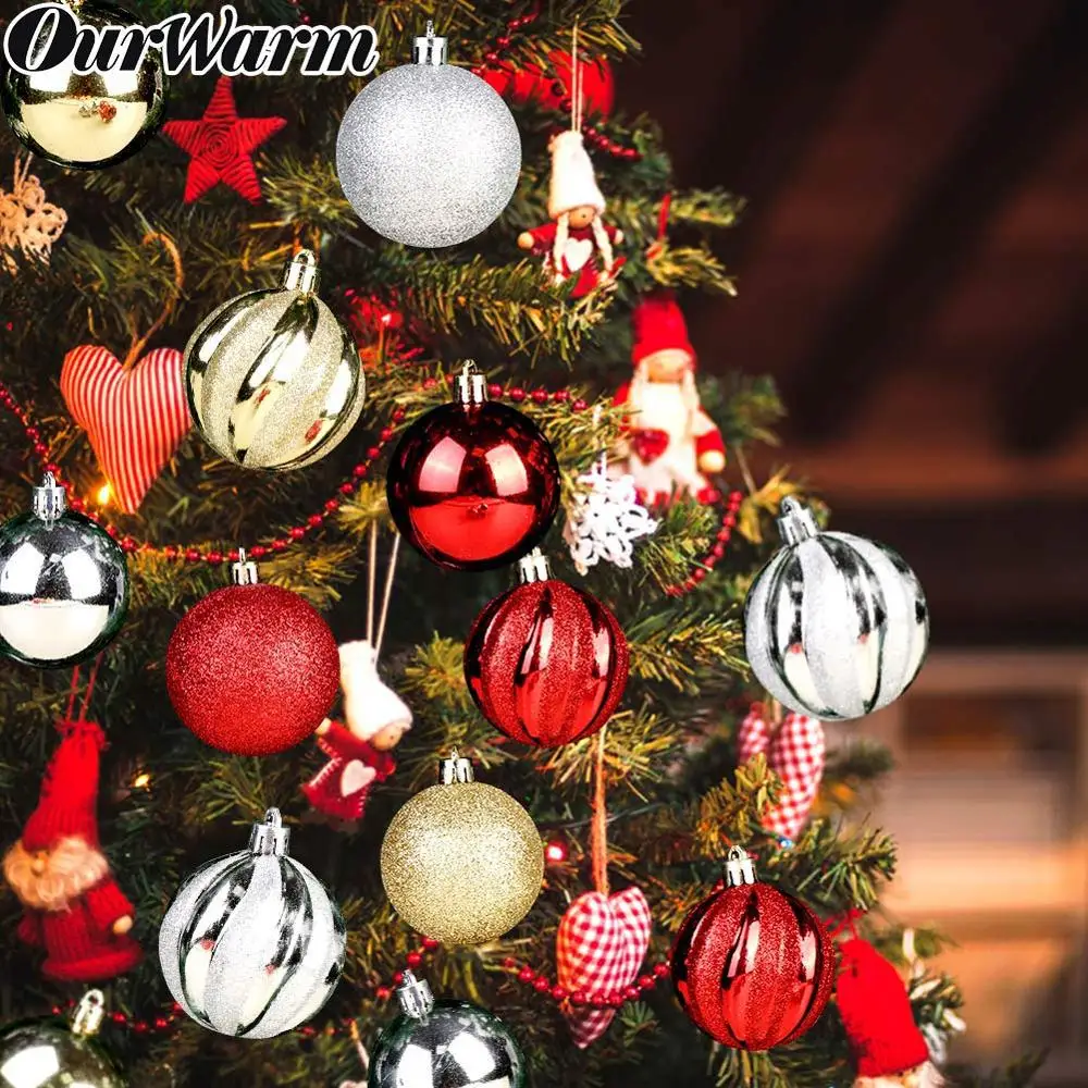 OurWarm 12 шт. несколько рождественских шаров 6 см рождественская елка пластиковый