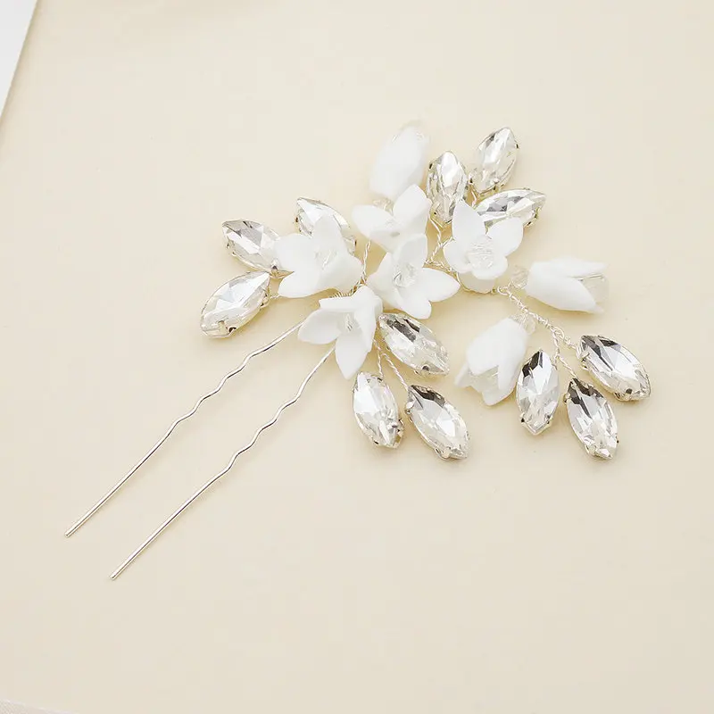 Белые цветы Свадебные для невесты u-образные заколки волос женские свадебные