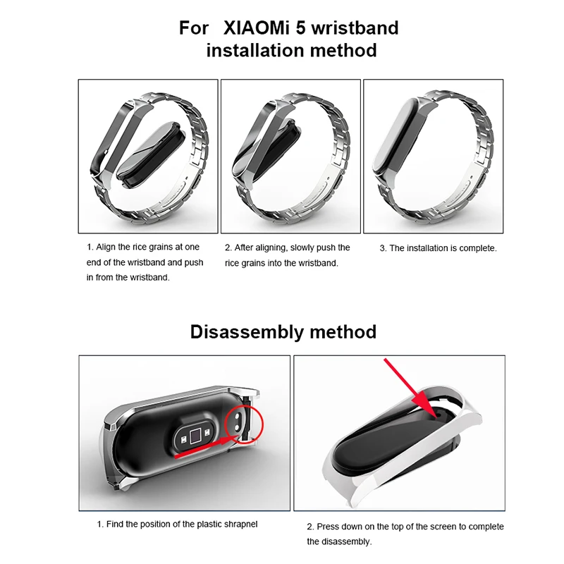 

2020 New Strap For Xiaomi Mi Band 3 4 5 Wrist Metal Bracelet Screwless Stainless Steel MIband For Mi Band 4 3 5 Strap Wristbands