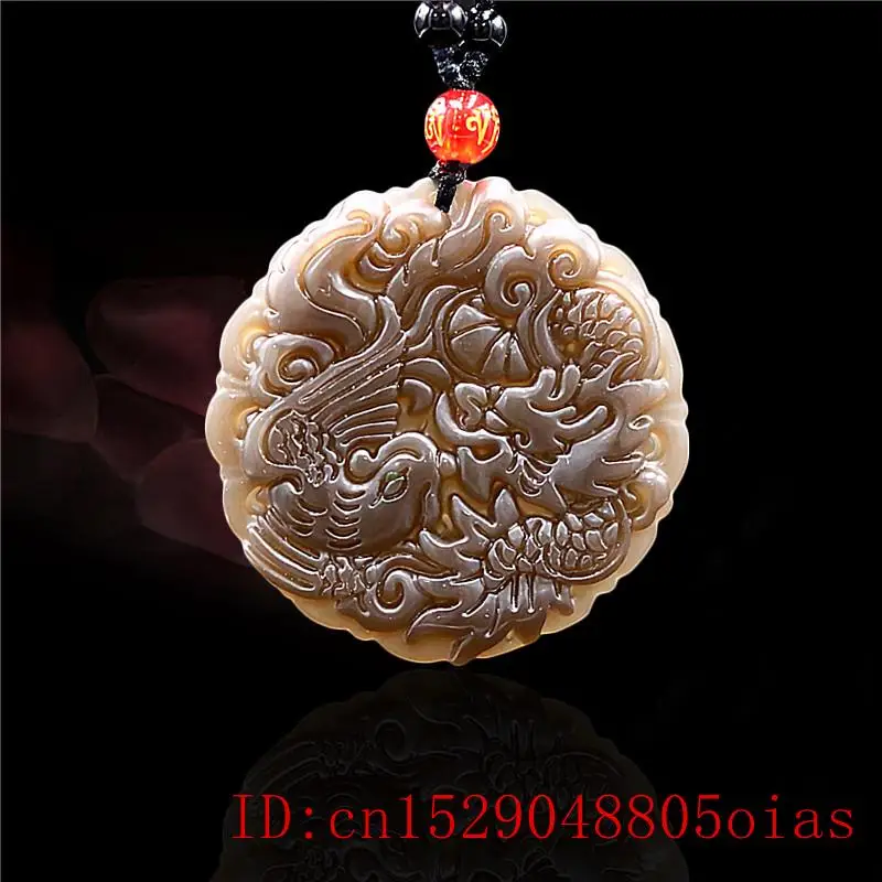 Коричневый Нефритовый Дракон Феникс Подвеска амулет модное ювелирное изделие