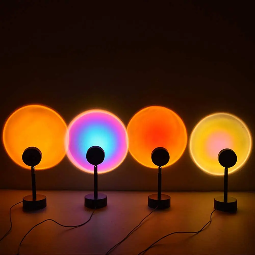

USB Rainbow Sunset Red Projector Led Night Light Sun Projection Desk Lamp for Bedroom Bar Coffee Store Wall Decoration Lighting