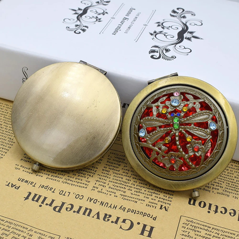 Металлическое бронзовое зеркало для макияжа 1 шт. подарок складное карманное