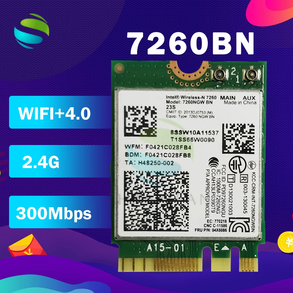 

Двухдиапазонный беспроводной N 7260BN 7260NGW 7260NGWBN 300M + BT4.0 NGFF беспроводная карта FRU; 04x6009 для Lenovo T440 W540 L440 T450P