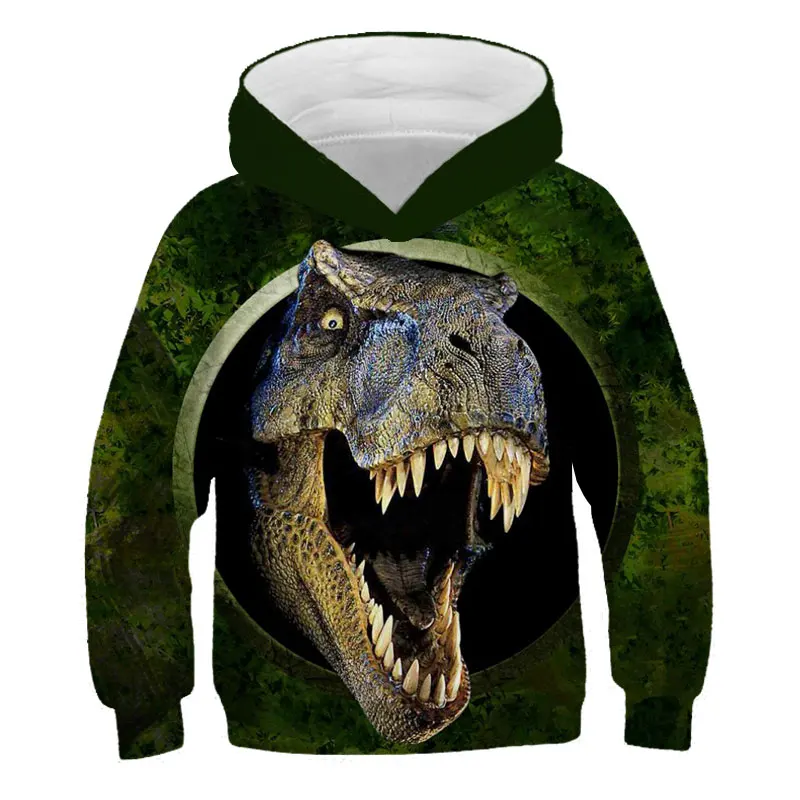 

Meninos moda dinossauro impressÃ£o animal 3d moletom meninas algodÃ£o casual pulÃ´ver marca 2021 outono inverno unicÃ³rnio com capuz